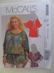 5666 McCalls DOLMAN SS PEASANT DRAWSTRING TOP PATTERN 18W-24W uncut